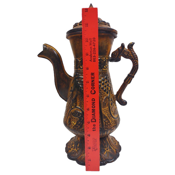 Vintage Style Heavy Metal Rusty Dragon Handled Pitcher 13" Kitchen Garden Atrium - Picture 4 of 11